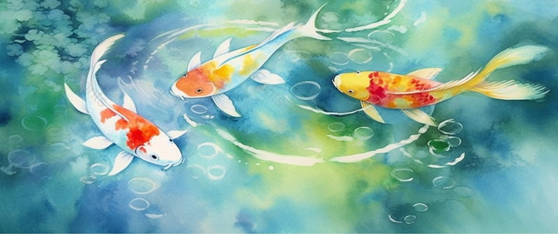 手绘水彩动物锦鲤金鱼游泳素材元素插画,插画/手绘图,插画/手绘图库,插画/手绘图下载,插画/手绘